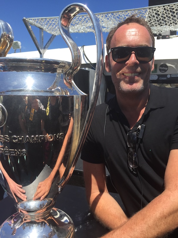 Roderick Jan Schröder filming a champions league event  in ibiza.